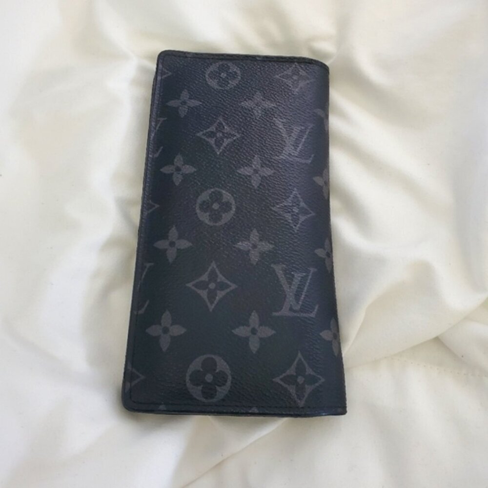 Louis Vuitton Monogram Eclipse Brazza Long Wallet Black France - Picture 2 of 11